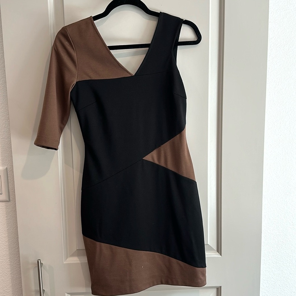 Jay Godfrey asymmetrical, mini brown black dress with tags